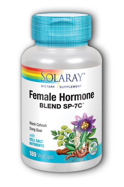 A bottle of Solaray Female Hormone Blend SP-7C