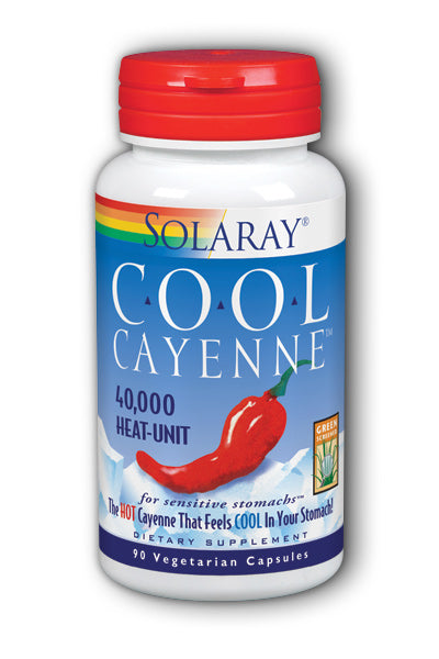A bottle of Solaray Cool Cayenne Pepper 40,000 HU