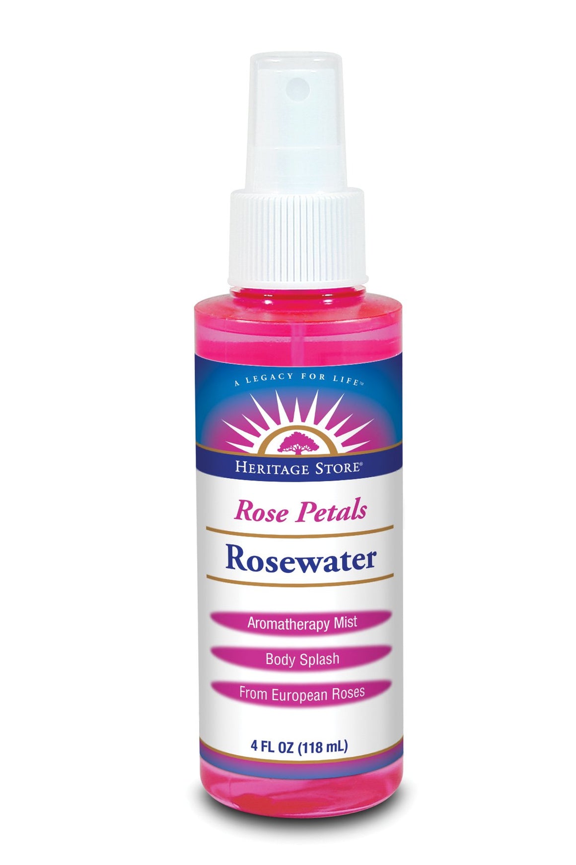 A bottle of Heritage Store Rosewater with Atomizer 4 fl oz