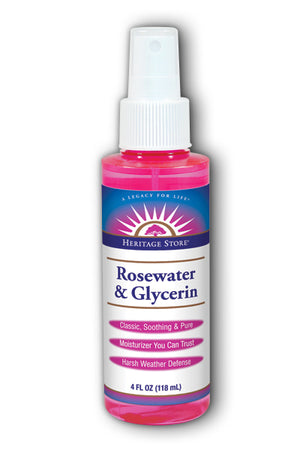 A bottle of Heritage Store Rosewater & Glycerin 4 oz