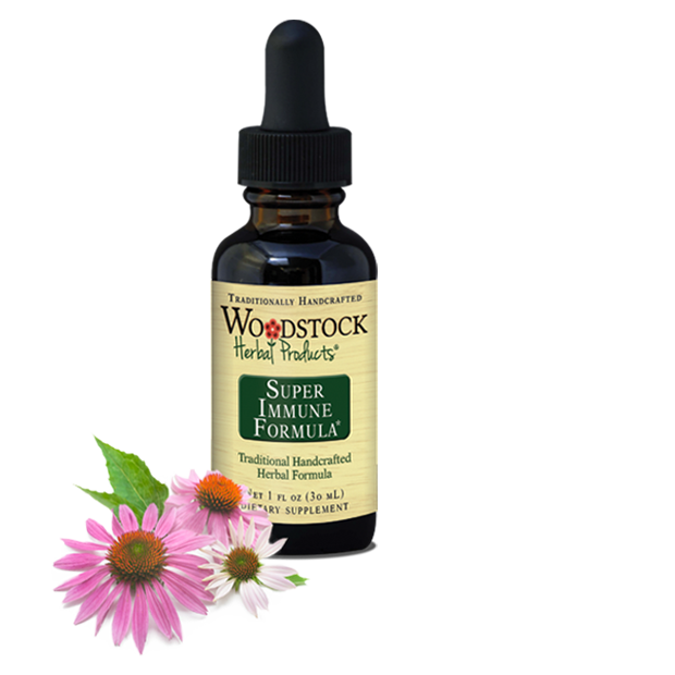 A bottle of Woodstock Herbal Products Super Immune Formula