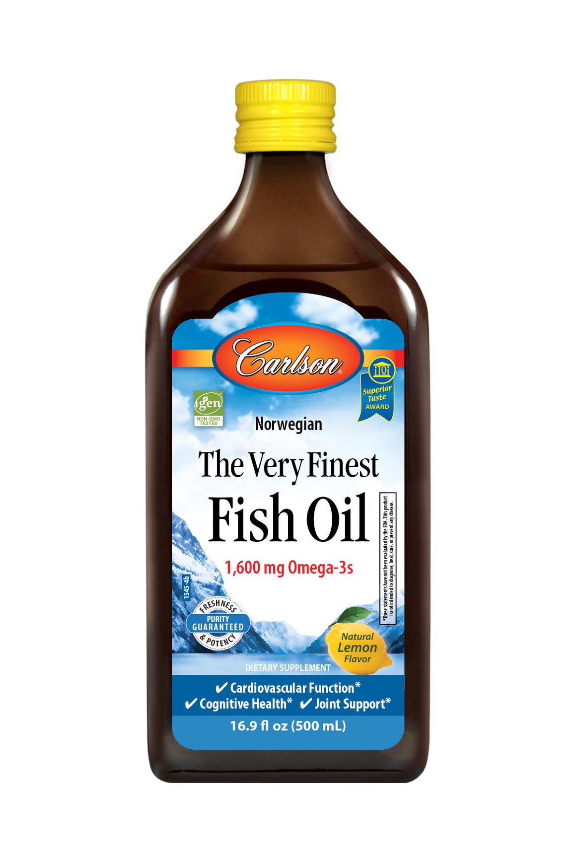 A bottle of Carlson The Very Finest Fish Oil™ Liquid Lemon