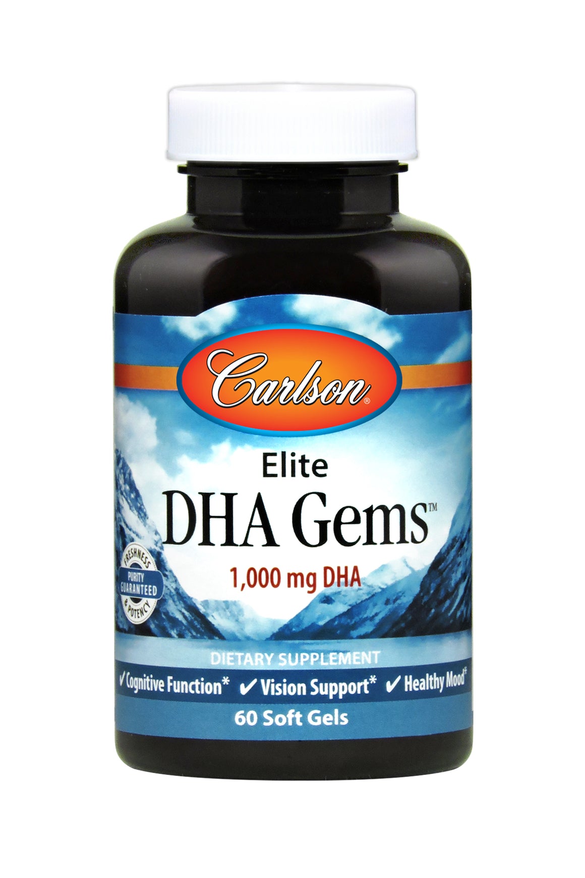 A bottle of Carlson Elite DHA Gems