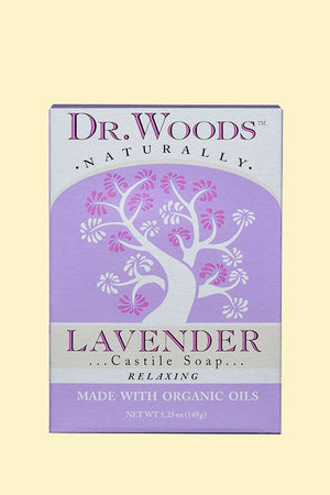 A package of Dr. Woods Bar Soap Lavender