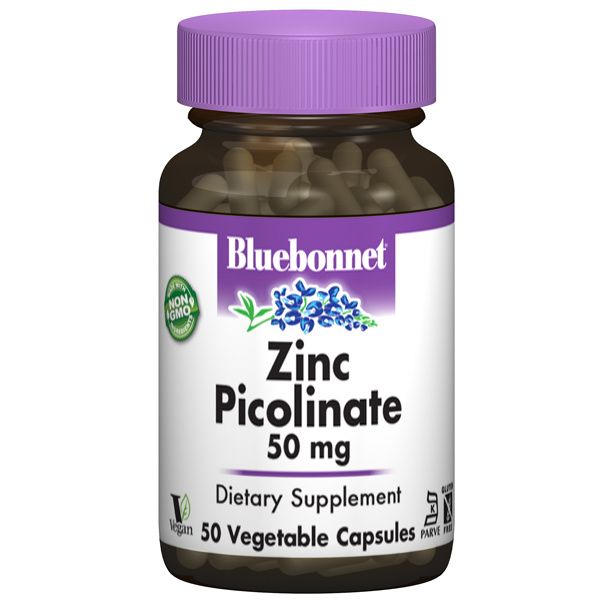 A bottle of Bluebonnet Zinc Picolinate 50 mg