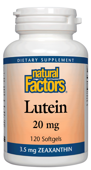 A bottle of Natural Factors Lutein 20 mg