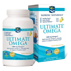 A package and bottle of Nordic Naturals Ultimate Omega