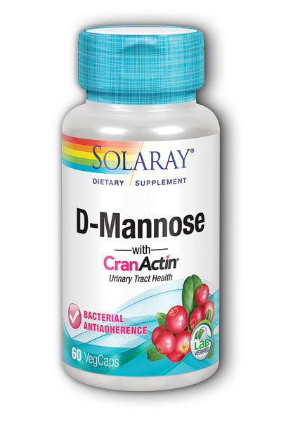 A bottle of Solaray D-Mannose with CranActin Cranberry Extract