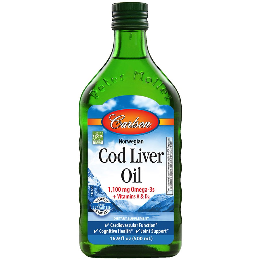 Cod Liver Oil Liquid Natural flavor - Carlson - 16.9 fl oz (500 ml)