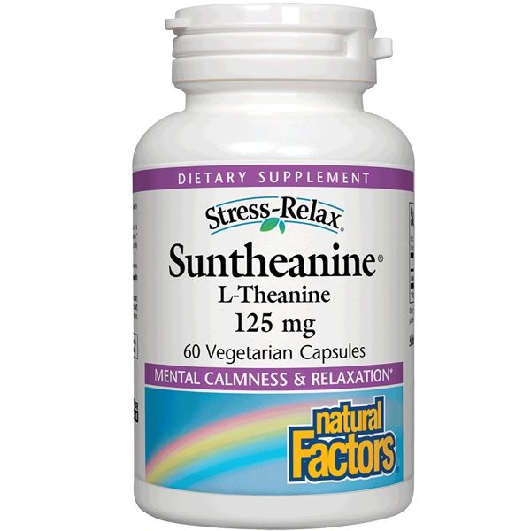 A bottle of Natural Factors Stress-Relax® Suntheanine® L-Theanine 125 mg
