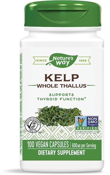 A bottle of Nature's Way Kelp