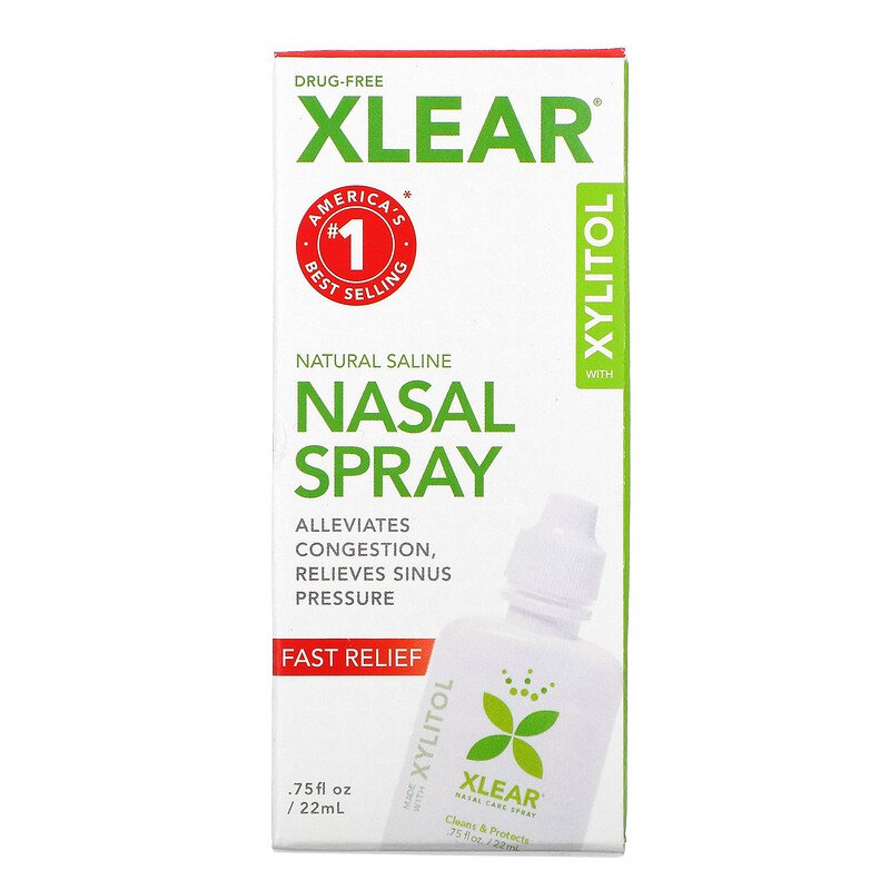 A package and bottle of Xlear Nasal Spray 0.75 fl oz