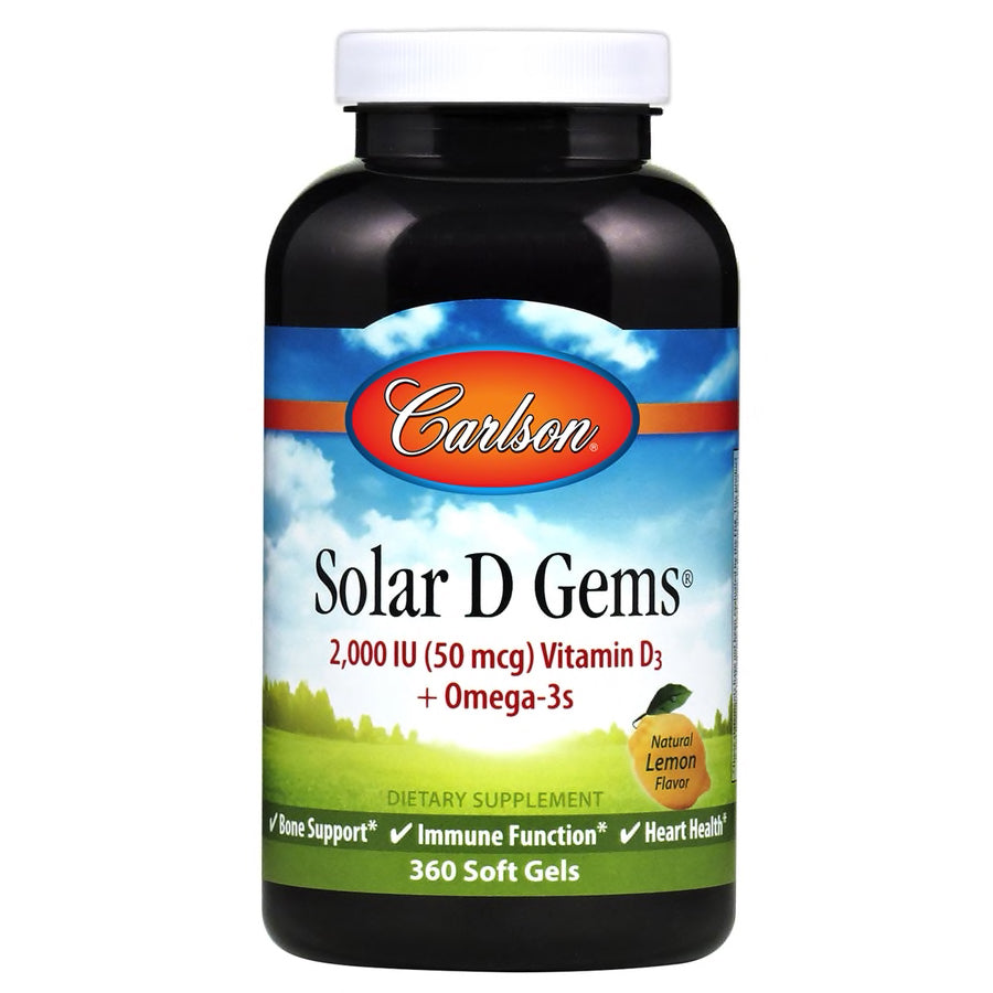 A bottle if Solar D Gems 2000 IU Carlson