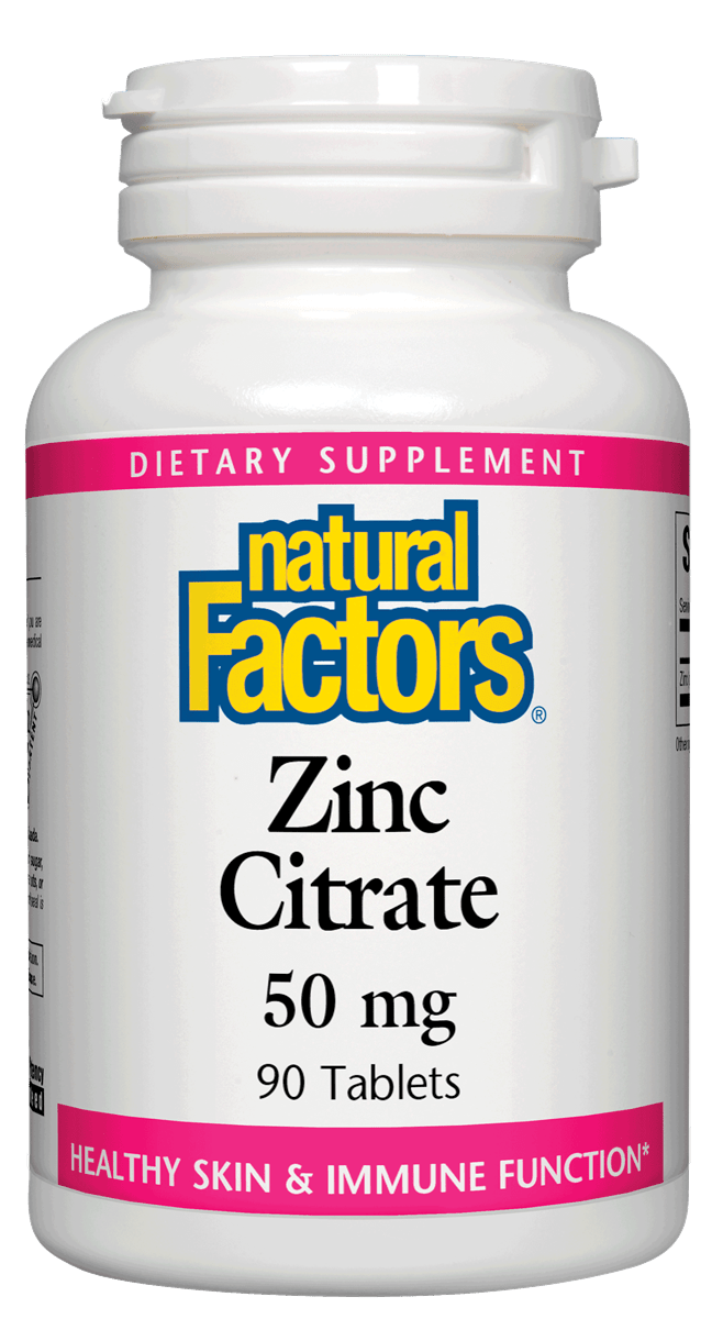 Zinc Citrate 50 mg - Natural Factors - 90 tablets