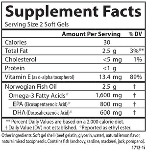 Supplement Facts for Carlson Elite Omega-3 Gems®