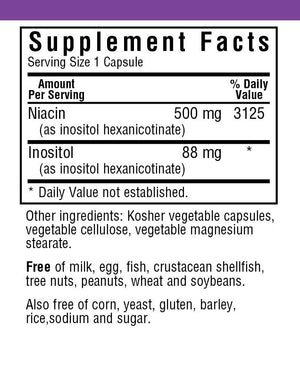 Supplement Facts for Bluebonnet Flush-Free Niacin 500 mg