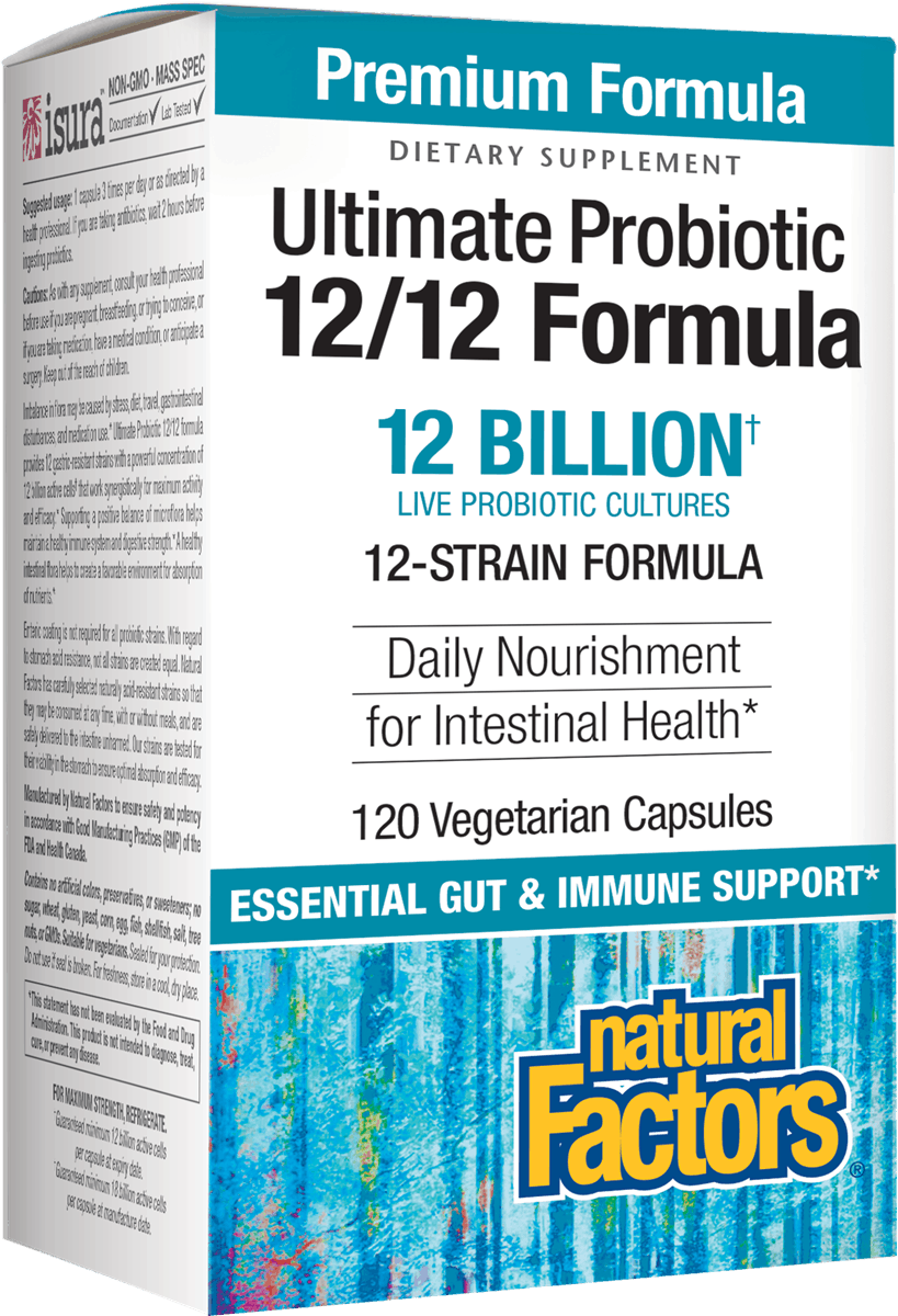 A package of Natural Factors Ultimate Probiotic 12/12 Formula 12 Billion