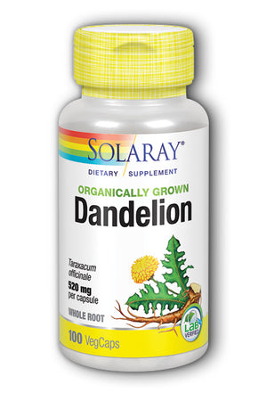 A bottle of Solaray Dandelion Root Organically Grown