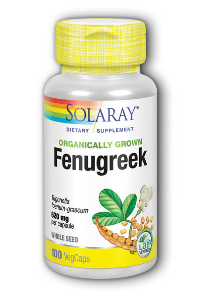 A bottle of Solaray Fenugreek Seed Organically Grown