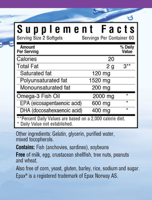 Supplement Facts for Bluebonnet Omega-3 Heart Formula
