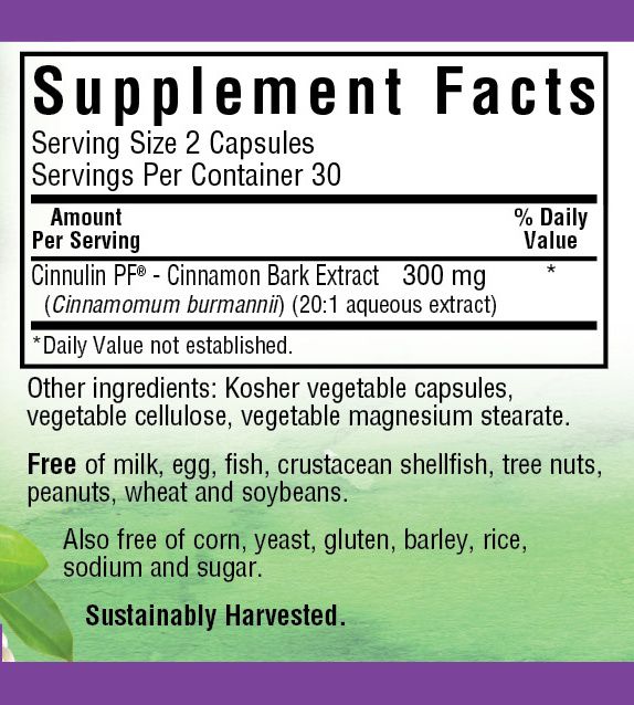 A bottle of Bluebonnet Cinnulin PF® Cinnamon Bark Extract