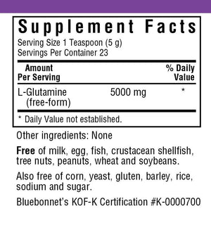 Supplement Facts for Bluebonnet L-Glutamine Powder
