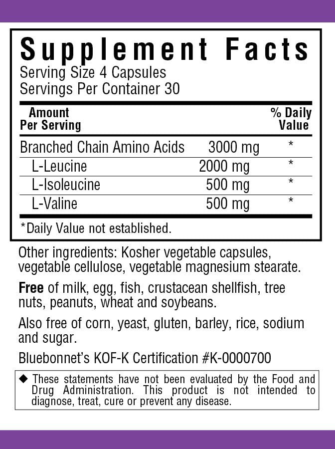 A bottle of Bluebonnet BCAAs