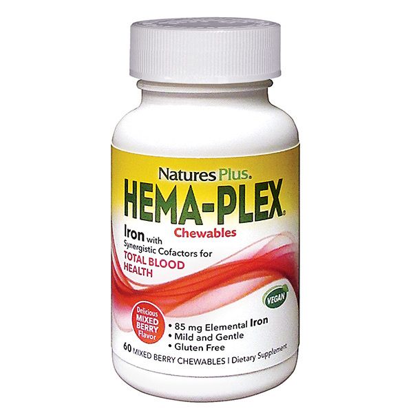 A bottle of Nature's Plus Hema-Plex® Chewable