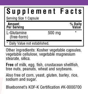 Supplement Facts for Bluebonnet L-Glutamine 500 mg