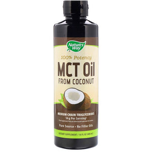A bottle of Nature's Way MCT Oil From Coconut 100% Potency