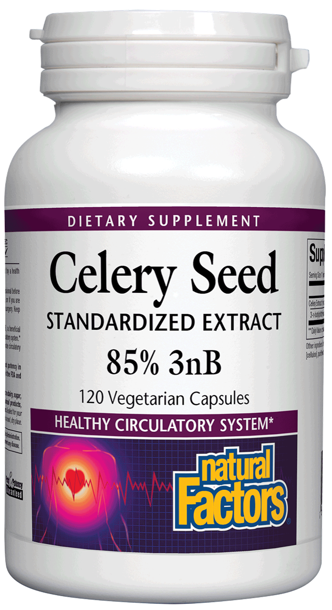 A bottle of Natural Factors Celery Seed Extract
