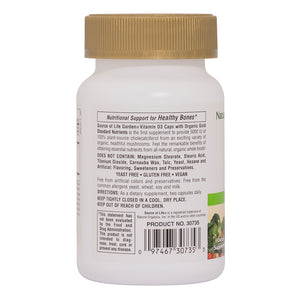 Side of bottle with additional facts for Nature's Plus Source of Life Garden Vit D3 5000 IU