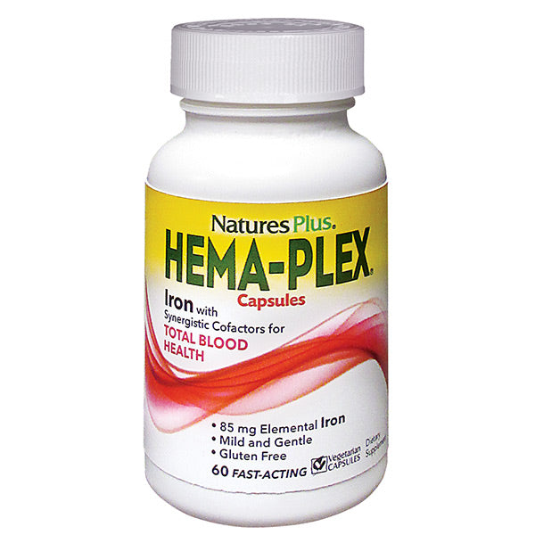 A bottle of Nature's Plus Hema-Plex® Vcaps®