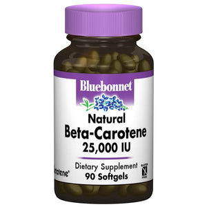A bottle of Bluebonnet Natural Beta-Carotene 25 000 IU