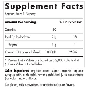 Supplement Facts for Nordic Naturals Vitamin D3 Gummies