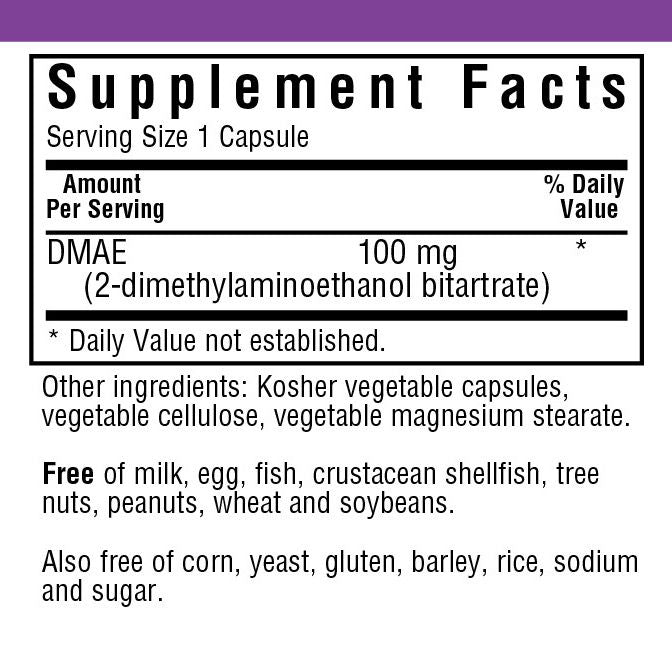 A bottle of Bluebonnet DMAE 100 mg