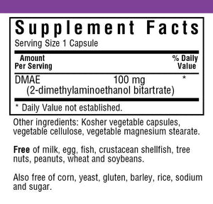 Supplement Facts for Bluebonnet DMAE 100 mg