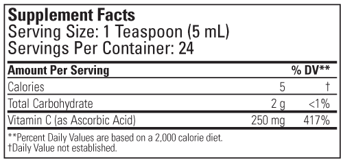 A bottle of ChildLife Liquid Vitamin C