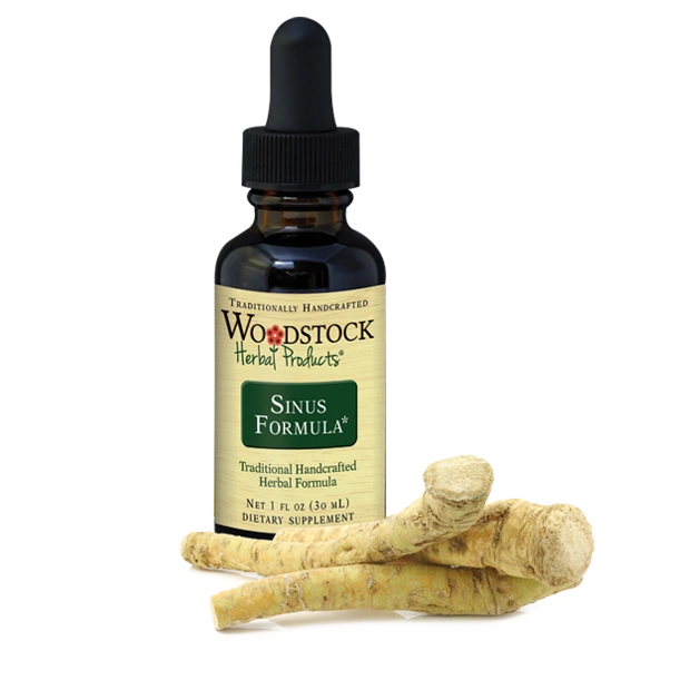 A bottle of Woodstock Herbal Products Sinus Formula