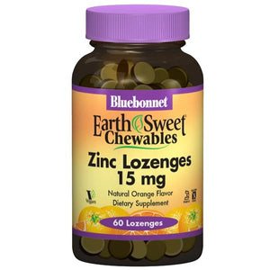 A bottle of Bluebonnet EarthSweet® Zinc 15 mg Lozenges