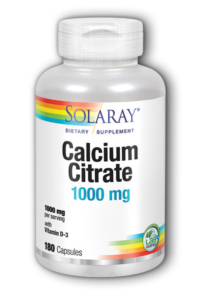 A bottle of Solaray Calcium Citrate with Vitamin D-3