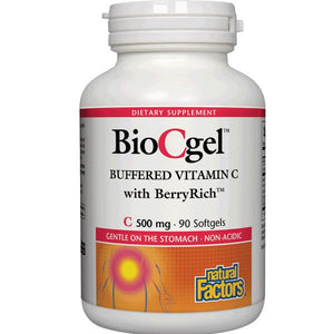 A bottle of Natural Factors BioCgel™ Buffered Vitamin C With BerryRich®