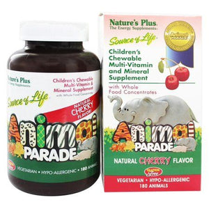 A bottle and it's packaging for Animal Parade® Children's Chewable Multi Cherry