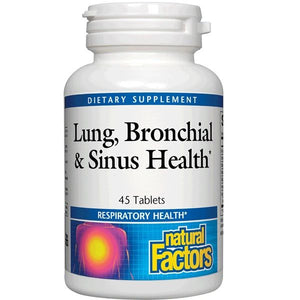 A bottle of Natural Factors Lung, Bronchial & Sinus Health