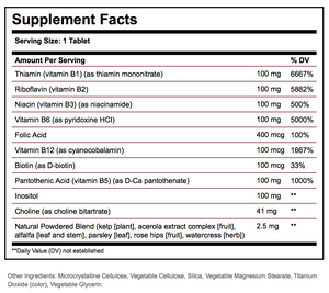 Supplement Facts for Solgar B-Complex "100"