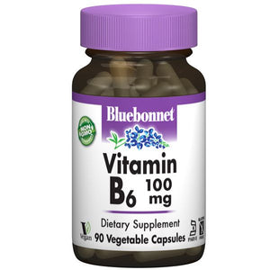 A bottle of Bluebonnet Vitamin B6 100 mg