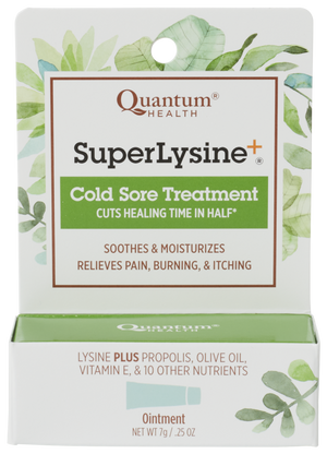 A package of Quantum Health Super Lysine+® Ointment, Cold Sore Treatment