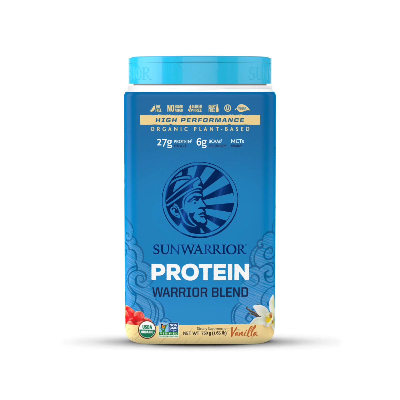 A jar of Sunwarrior Warrior Blend - Vanilla