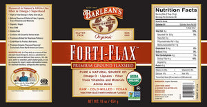 Label with additional info and supplemental facts for Barleans Organic Forti-Flax™ Flaxseed