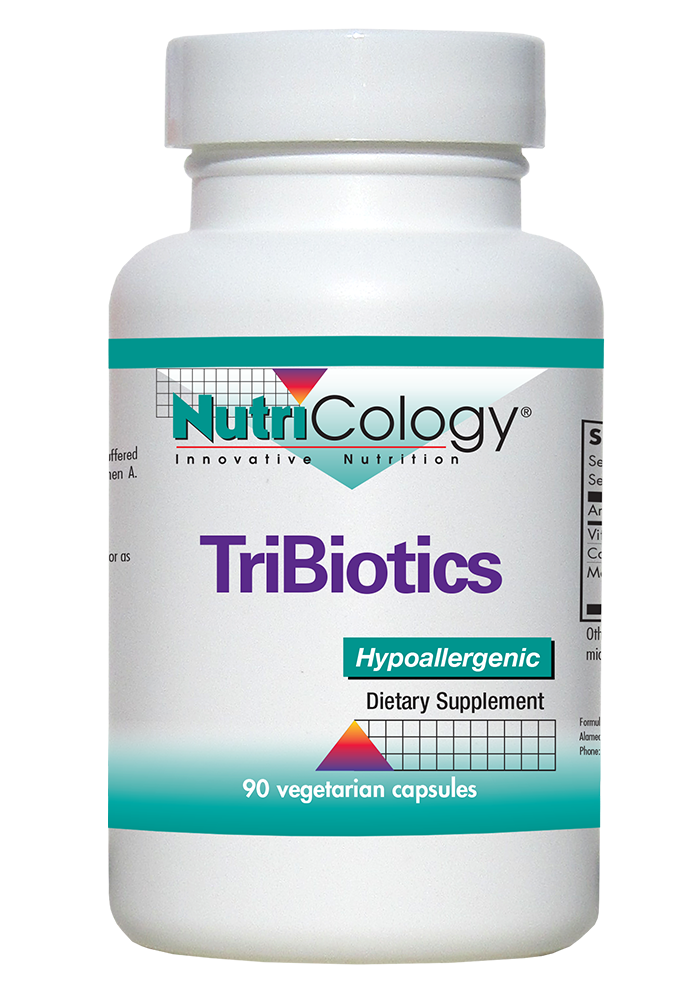 A bottle of NutriCology TriBiotics